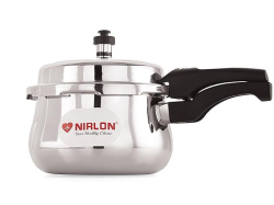Nirlon Induction and Gas Stove Compatible Tri-ply Outer Deep Lid Belly Pressure Cooker 2L