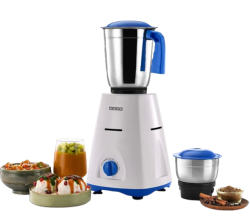 Usha MG3750 MG 500-Watt 2 Stainless Steel Jars with 3-speed mode,100% Copper Motor with 2 years Product Warranty & 5 Years Motor Warranty, White & Blue