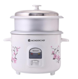 Wonderchef Regalia Electric Rice Cooker | 1.8 L, 700W | 2 Non-stick Bowls Serve 7-8 | Keep Warm Function | Uniform Cooking | Steam Veggies, Make Pulao, Khichdi, Momos | 2-Year Warranty