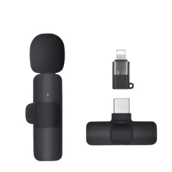 AUSHA K8 Wireless Lavalier Microphone Compatible for iPhone & Type-C Android