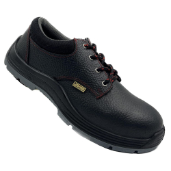 JAMA JB001 Steel Toe  Black Safety Shoes with Scratch Resistant Leather Upper, Size 11 UK/India