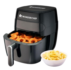 Wonderchef Swift Digital Air Fryer with Window | 1350W, 6 litres | 7 Pre-Set Functions | Non-Stick Basket | Auto Shut-Off | Touch Screen | Fry, Bake, Grill, Roast | 2-Year Warranty | Black