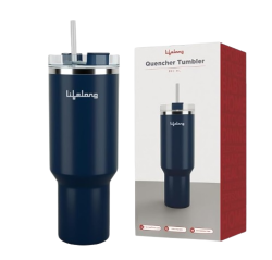 Lifelong Double-Walled Vacuum Insulated Tumbler with Lid & Straw 900ml | Keeps Drinks Hot for 8 Hours & Cold for 12 Hours | Stainless Steel & Comfort-Grip Shape