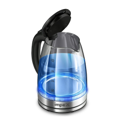 KENT Cool Touch Glass Kettle| 1500W | 1.8L Capacity | 360° Rotating Base | Overheating and Dry Boiling Protection | White