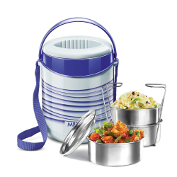 MILTON Econa Insulated Tiffin 3 Pcs | 3-Container Stainless Steel Lunch Box | BPA Free | Hot Food