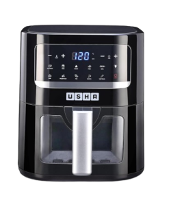 USHA Ichef Smart Air Fryer 4.5L,10 In 1 Functions10 Preset Menu|Digital Display&Touch Panel|Transparent Window|Illuminated Chamber|Turbo Air Circulation|Oil Free Cooking|Auto Pause/Start(Black),1350W