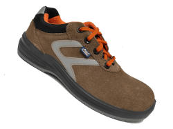 Allen Cooper AC-1580 Suede Leather & Fabric Non-Metallic Toe Brown Work Safety Shoes, Size 05,UK/India