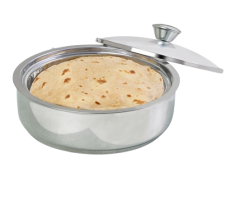 Borosil 1.1 L Stainless Steel Insulated Roti Server | Odur Proof, Food Grade, Toughned Glass Lid, Puf Insulated | Chapati Casserole, 1 Year Warranty