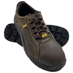 JAMA JB048 Steel Toe Safety Shoes Low Ankle PU Sole Brown Leather, Size 12 UK/India