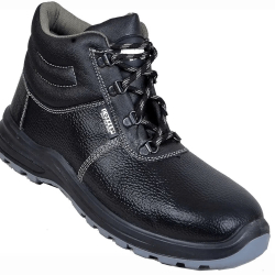 Coffer Safety M1013 High Ankle Leather Steel Toe Black Work Safety Shoes,Size 08 UK/India
