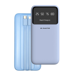 E GATE 105P Powerbank 10000mAh Fast Charging | Built-in Lightening & Type C Cable for iPhone, Android, TWS etc | Multi Device 22.5W Power Bank 5-in-1 Charger | USB X 2, Type C X 2 & Lightening (Blue)