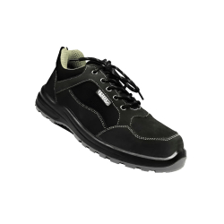Coffer Safety M1034 Leather Steel Toe Black & Grey Work Safety Shoes, Size 11 UK/India