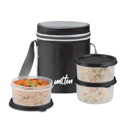 MILTON Foodie Tiffin | Microwave Safe 3-Container Lunch Box | Dishwasher Safe | Leak Proof | BPA Free
