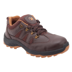 Hillson Swag 1904 Synthetic Leather Low Ankle Metal Toe Brown Work Safety Shoes, Size 07 UK/India