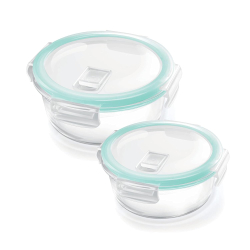 MILTON Hi Borosilicate Clip Fresh Round Container 400ML 2 Pcs Set | Microwave & Oven Safe | BPA Free