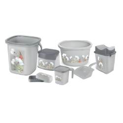 Milton Swish Bathroom Jr Set | 7 Piece Bathroom Accessories Set | Bucket, Stool, Mug & Utility Essentials