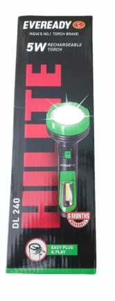Eveready DL 240 HILITE 5W Heavy Duty Rechargeable Torch | AC Plug-in Charging