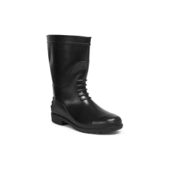 Hillson 11 Inch Chota Hathi Plain Toe Black Work Gumboots, Size 06 UK/India