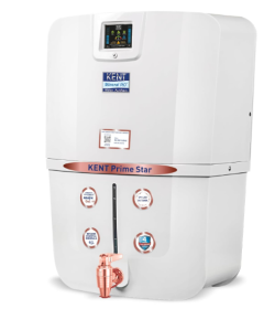 KENT Prime Star RO Water Purifier |.0001 Micron RO Membrane | RO+UV+UF+Alkaline+Copper+TDS Control + UV LED Tank | 9L Tank | 20 LPH Flow | Digital Display | Fit for Borewell,Tanker & Municipal Water
