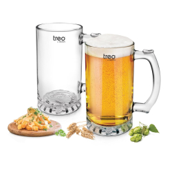 MILTON Thunder Cool Mug 447ML Set of 2 | Treo Design Beer Mugs | Dishwasher Safe | Premium Glass