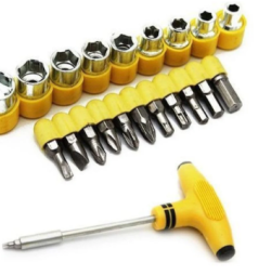 24 pcs T shape screwdriver set Batch Head Ratchet Pawl Socket Spanner hand tools