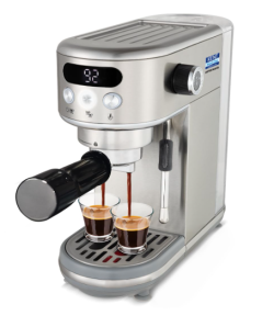 KENT Coffee Maker 1400 W | Makes Two Cups of Coffee at a Time | High Pressure 20 Bar Italian Pump for making Cappuccinos & Lattes | In-Built Steamer for Frothing | SS Body | Suitable for Ground Coffee