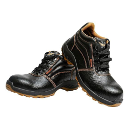 Hillson Workout Synthetic Leather High Ankle Metal Toe Black Work Safety Shoes, Size 07 UK/India
