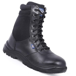 Allen Cooper Plain Toe Combat Safety Boot with Side Zip High Ankle PU Sole Size 6 UK/India Black, AC-1095