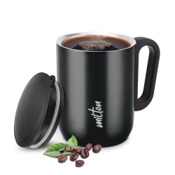MILTON Auriga SS Mug 250 | Double Wall Stainless Steel | 250ml with Lid | Zero Heat Surface