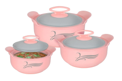 Nirlon PU Insulated Casserole 3Pc Set (800ml, 1200ml, 2000ml – Pink)