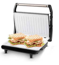 KENT Sandwich Grill 700W | Ceramic Coated,Non-Toxic,Non Stick,Fixed Grill plate | Toaster Griller Sandwich Maker | Auto Cut Off | LED Indicator | 180°Open | Adjustable Height Control