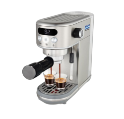 KENT Coffee Maker 1400 W | Makes Two Cups of Coffee at a Time | High Pressure 20 Bar Italian Pump for making Cappuccinos & Lattes | In-Built Steamer for Frothing | SS Body | Suitable for Ground Coffee