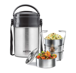 Steel On Stainless Steel Tiffin – 4 Container Insulated Lunch Box