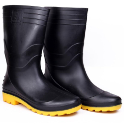 Hillson Welcome Black & Yellow Rainwear Gumboots Height 12 Inch, Size 09 UK/India