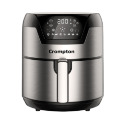 Crompton NourisPro DG 4.5 Ltr Digital Air Fryer with Quick Fry Technology | 1500 Watts | Double Inner Bowl for Easy Cleaning | 8 Indian Preset Menus | Free Accessories