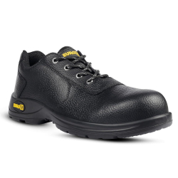 Eurock Oxford Grain Leather Steel Toe Black Safety Shoes with Single Density PU Sole, Size 07 UK/India