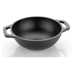 Nirlon Cast Iron Gas & Induction Compatible Flat Handle Kdhai 24cm