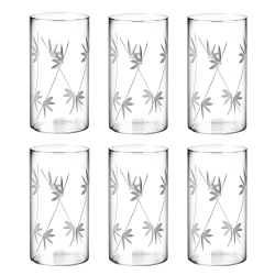 MILTON Borosilicate Decorative Vector Glass Tumbler 300 ML 6 Pcs Set | Microwave & Oven Safe | Floral Design