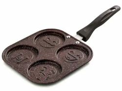 Nirlon Aluminium Non-Stick Gas Compatible Smiley Uttapum Pan- 4 Cavity