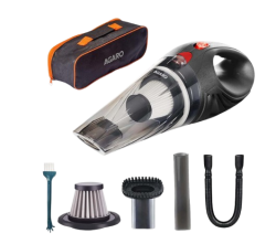 AGARO CV1077 Car Vacuum Cleaner, Portable, Handheld,12V DC /110W, 4.5KPA Power Socket, 14.7ft Long Cord, Stainless Steel Filter, Black