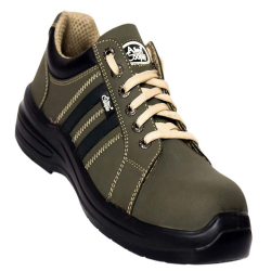 Allen Cooper AC-1633 Leather Fiber Toe Olive Green Dual Density Work Safety Shoes, Size-08