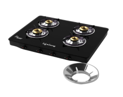 Lifelong 4 Burner Gas Stove with Free Gas Saver | Manual Ignition Cooktop, Modern Glass Stove Top for Modular Kitchen, ISI Certified & Compatible with LPG |1 Year Manufacturer’s Warranty (LLGS27GSS)