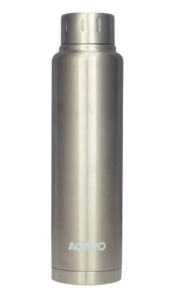 AGARO Regal Stainless Steel Vacuum Flask 450 ML, Double Walled Vacuum Insulated, Copper Insulated, 304 Grade Inner and Outer Stainless Steel Crafted, Leak Proof, Hot and Cold up to 8 hrs, (Silver)