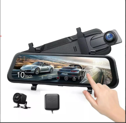 AUSHA 4K Front and 1080P Rear View Touchscreen Mirror Dash Camn