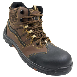 Allen Cooper AC-1432 Heat & Shock Resistant High Ankle Safety Shoes Brown Size- 11