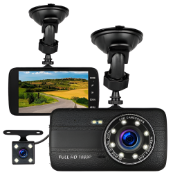 AUSHA Full HD Dash Cam - Dual Camera (Front & Rear) & 4 inch Touch Screen