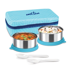 MILTON Mini Lunch Prime | Premium 2-Container Stainless Steel Lunch Box | High Quality | Leak Proof | BPA Free