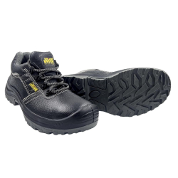 JAMA JR005 Steel Toe Safety Shoes Mid Ankle PU Sole Black Barton Print Leather, Size 06 UK/India
