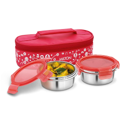 MILTON Lifestyle Lunch | 2-Container Stainless Steel Lunch Box | BPA Free | Food Grade | Easy to Carry