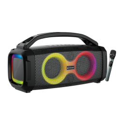Lapcare Boomra Boombox Party Speaker | 60w HD Crystal Clear Hi Bass Party Box | Wireless Karaoke Mic | HD Bass | TWS | Dynamic RGB Lights | Multiple Input - Aux, TF, USB| 10Hr Playtime (Black)